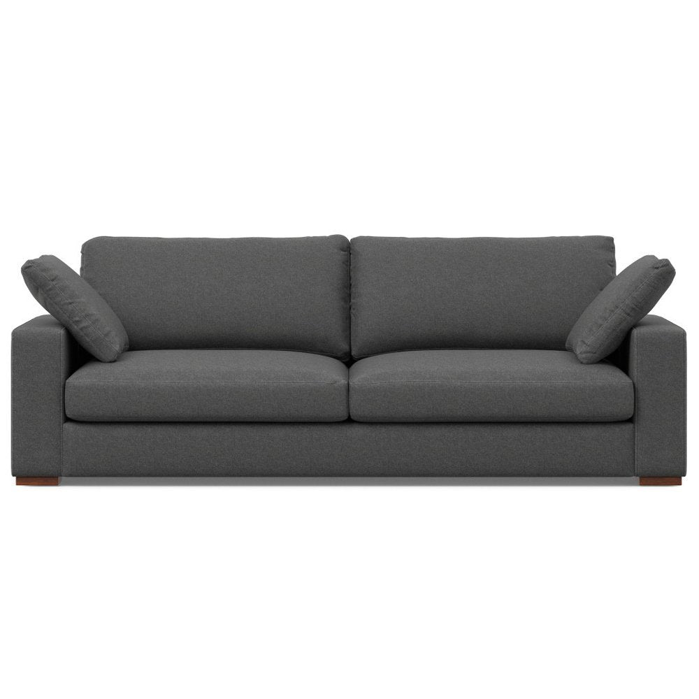 96" Gray Fabric Sofa With Brown Legs HomeRoots