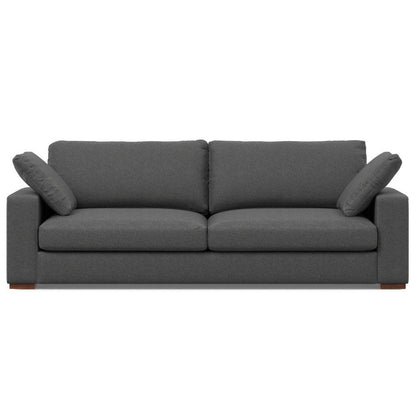 96" Gray Fabric Sofa With Brown Legs HomeRoots