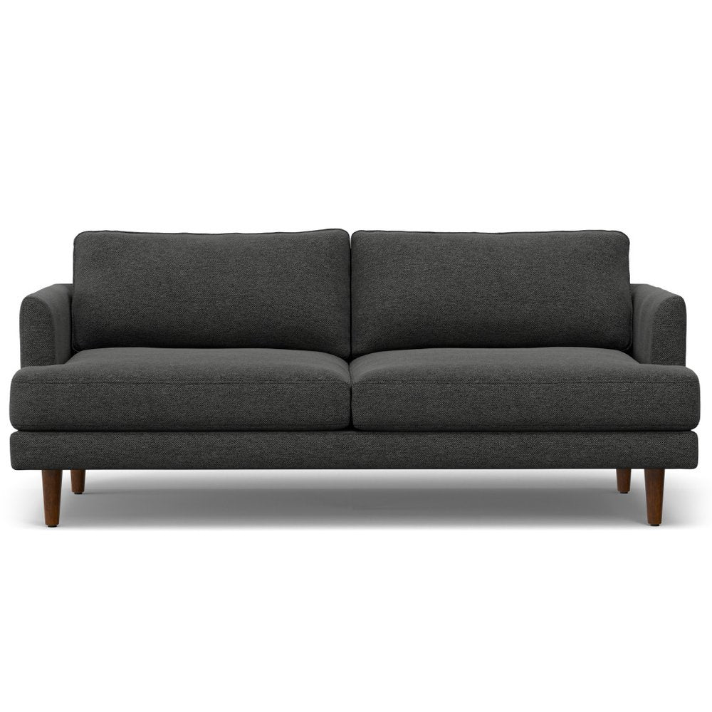 76" Gray Fabric Sofa With Brown Legs HomeRoots