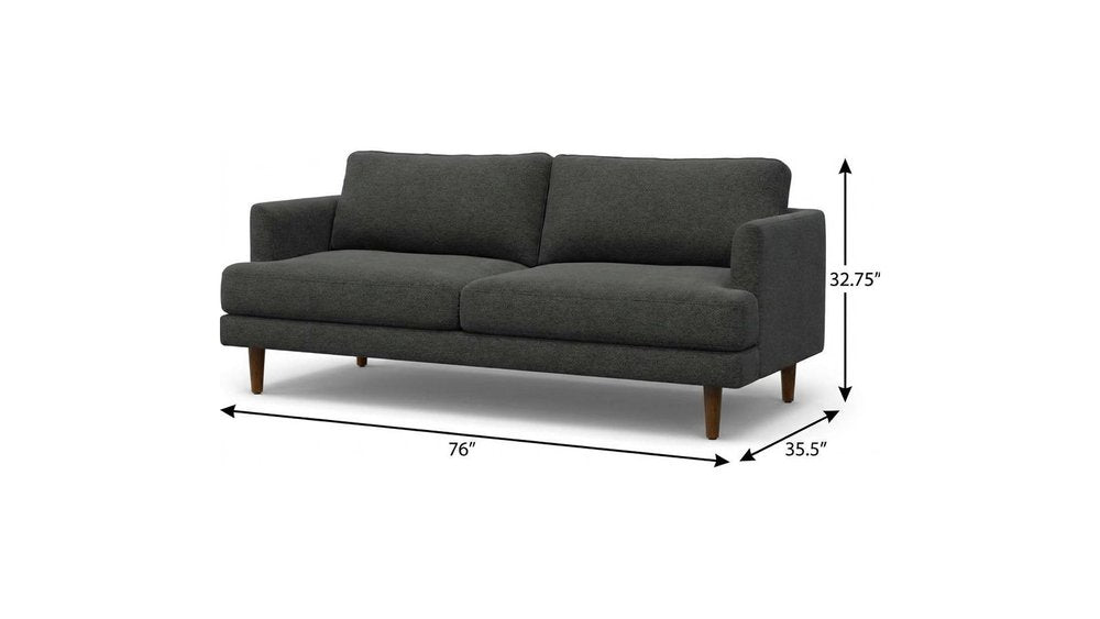 76" Gray Fabric Sofa With Brown Legs HomeRoots
