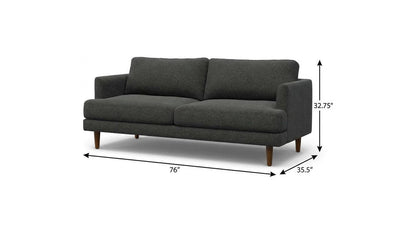 76" Gray Fabric Sofa With Brown Legs HomeRoots