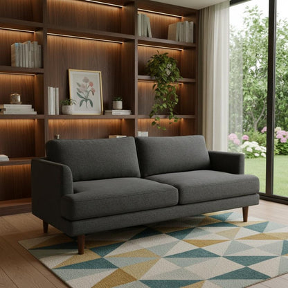 76" Gray Fabric Sofa With Brown Legs HomeRoots