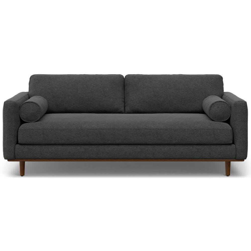 89" Gray Fabric Sofa With Brown Legs HomeRoots