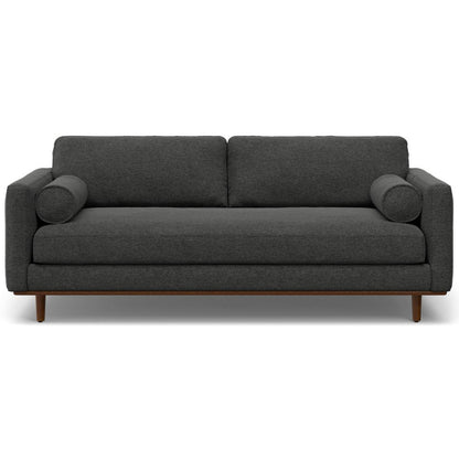 89" Gray Fabric Sofa With Brown Legs HomeRoots
