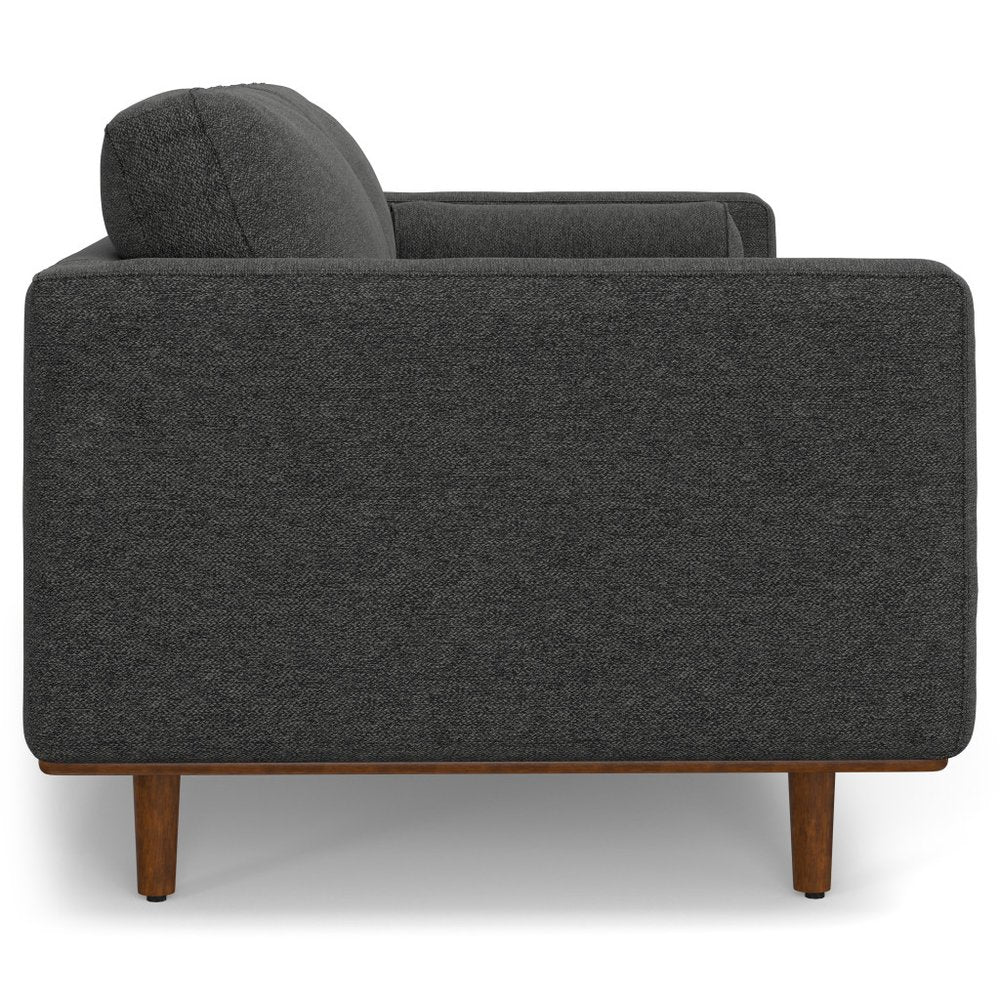 89" Gray Fabric Sofa With Brown Legs HomeRoots