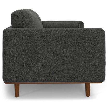 89" Gray Fabric Sofa With Brown Legs HomeRoots