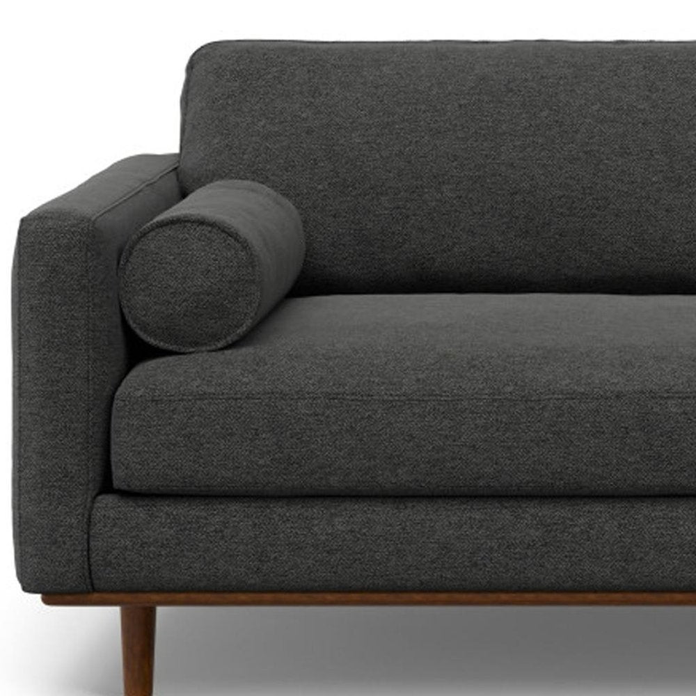 89" Gray Fabric Sofa With Brown Legs HomeRoots