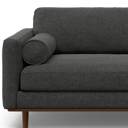 89" Gray Fabric Sofa With Brown Legs HomeRoots