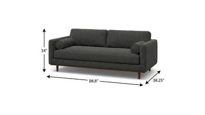 89" Gray Fabric Sofa With Brown Legs HomeRoots