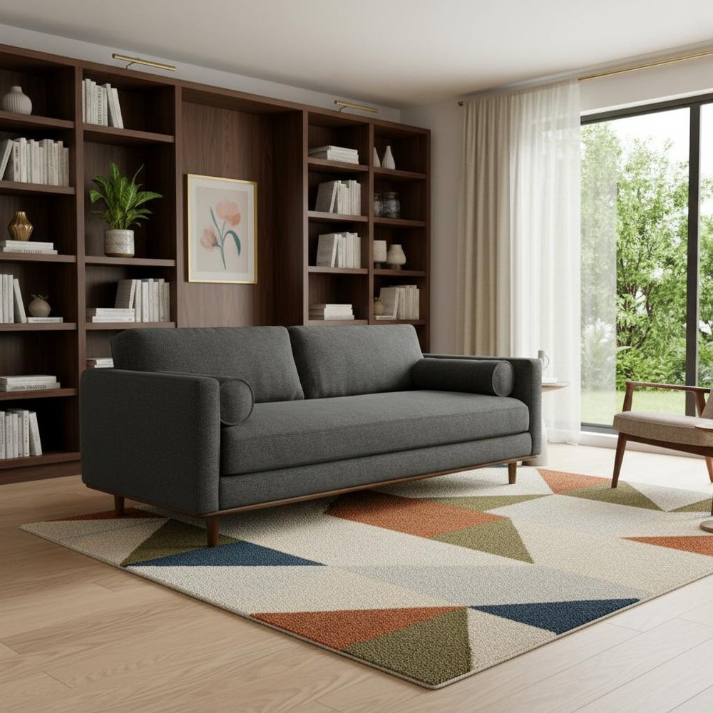 89" Gray Fabric Sofa With Brown Legs HomeRoots
