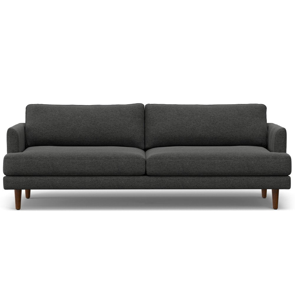 90" Gray Fabric Sofa With Brown Legs HomeRoots