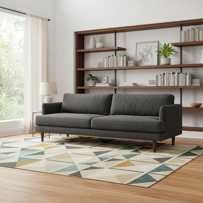 90" Gray Fabric Sofa With Brown Legs HomeRoots