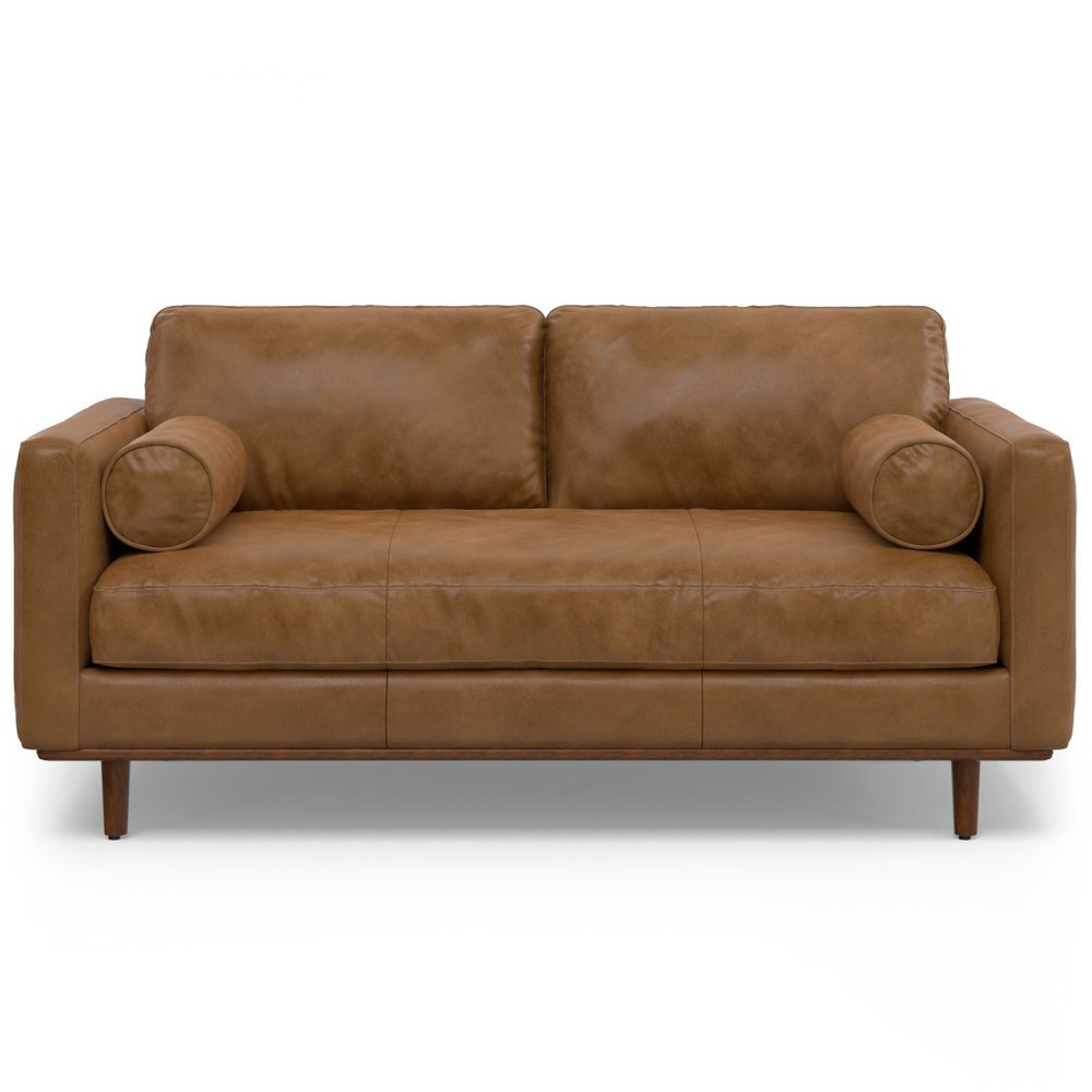 72" Brown Leather Sofa HomeRoots