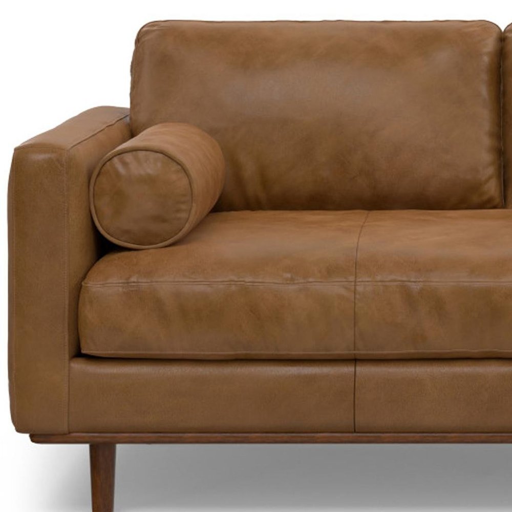 72" Brown Leather Sofa HomeRoots