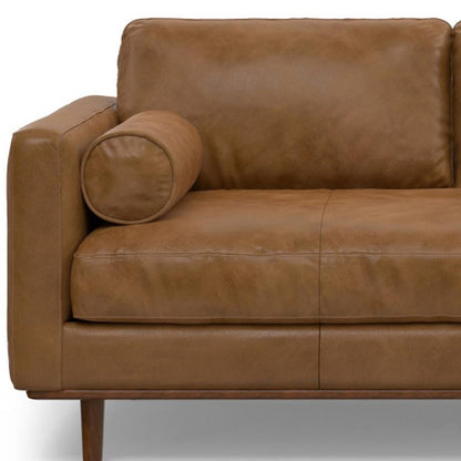 72" Brown Leather Sofa HomeRoots