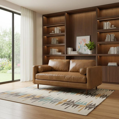 72" Brown Leather Sofa HomeRoots