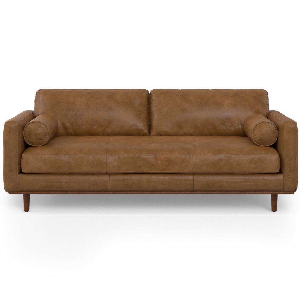 89" Brown Leather Sofa HomeRoots