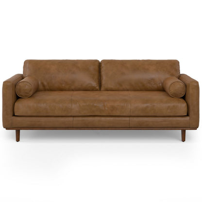 89" Brown Leather Sofa HomeRoots