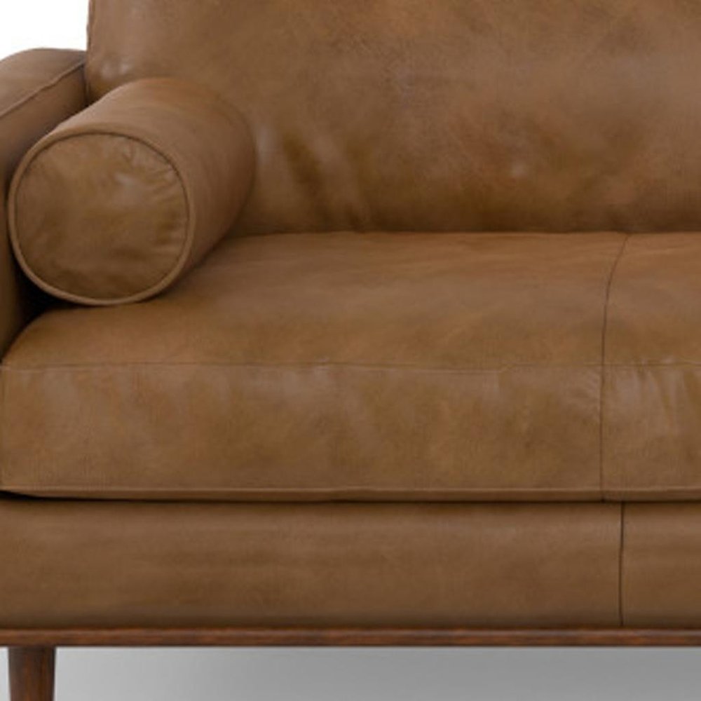89" Brown Leather Sofa HomeRoots