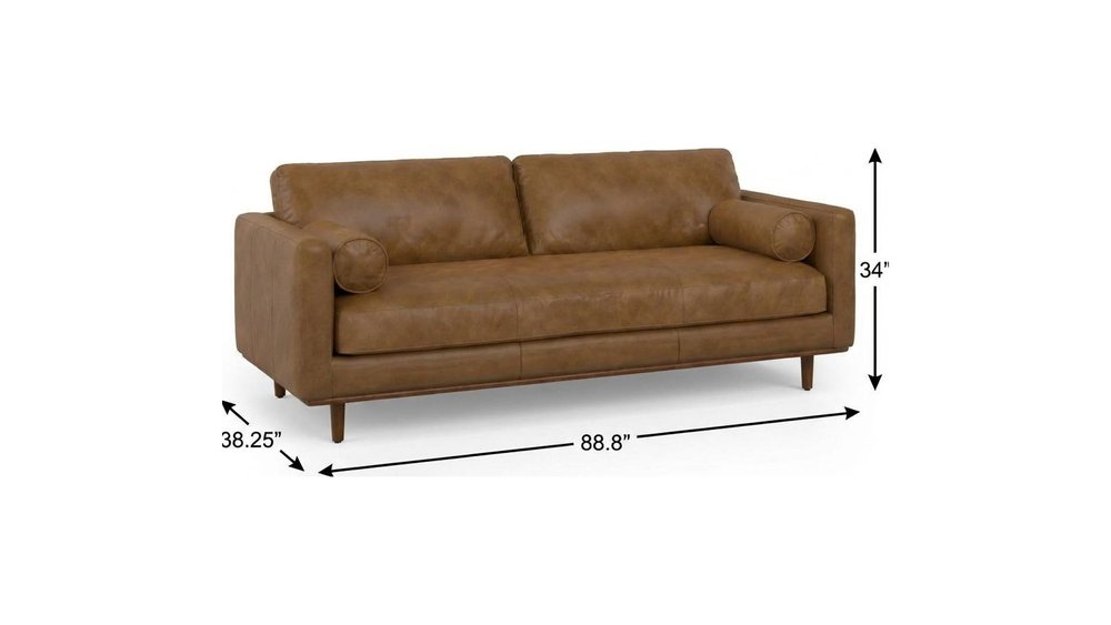 89" Brown Leather Sofa HomeRoots