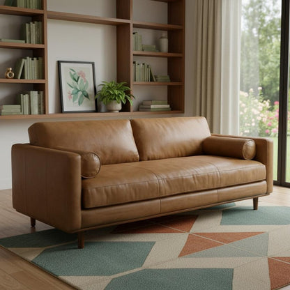 89" Brown Leather Sofa HomeRoots