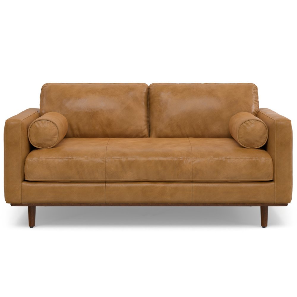 72" Sienna Leather Sofa With Brown Legs HomeRoots