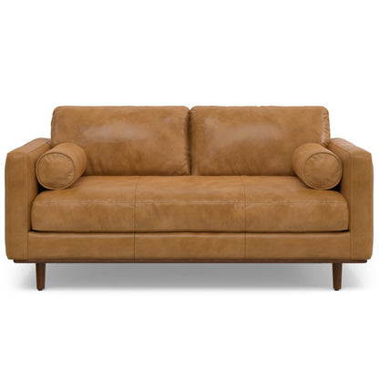 72" Sienna Leather Sofa With Brown Legs HomeRoots