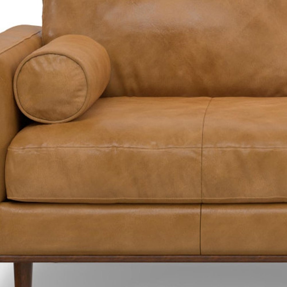 72" Sienna Leather Sofa With Brown Legs HomeRoots
