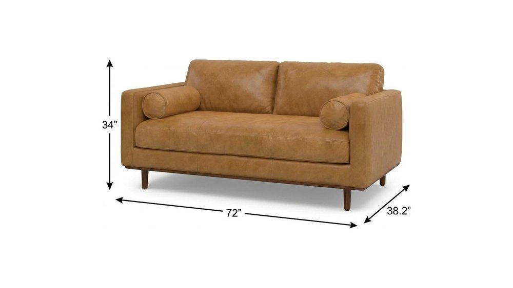 72" Sienna Leather Sofa With Brown Legs HomeRoots
