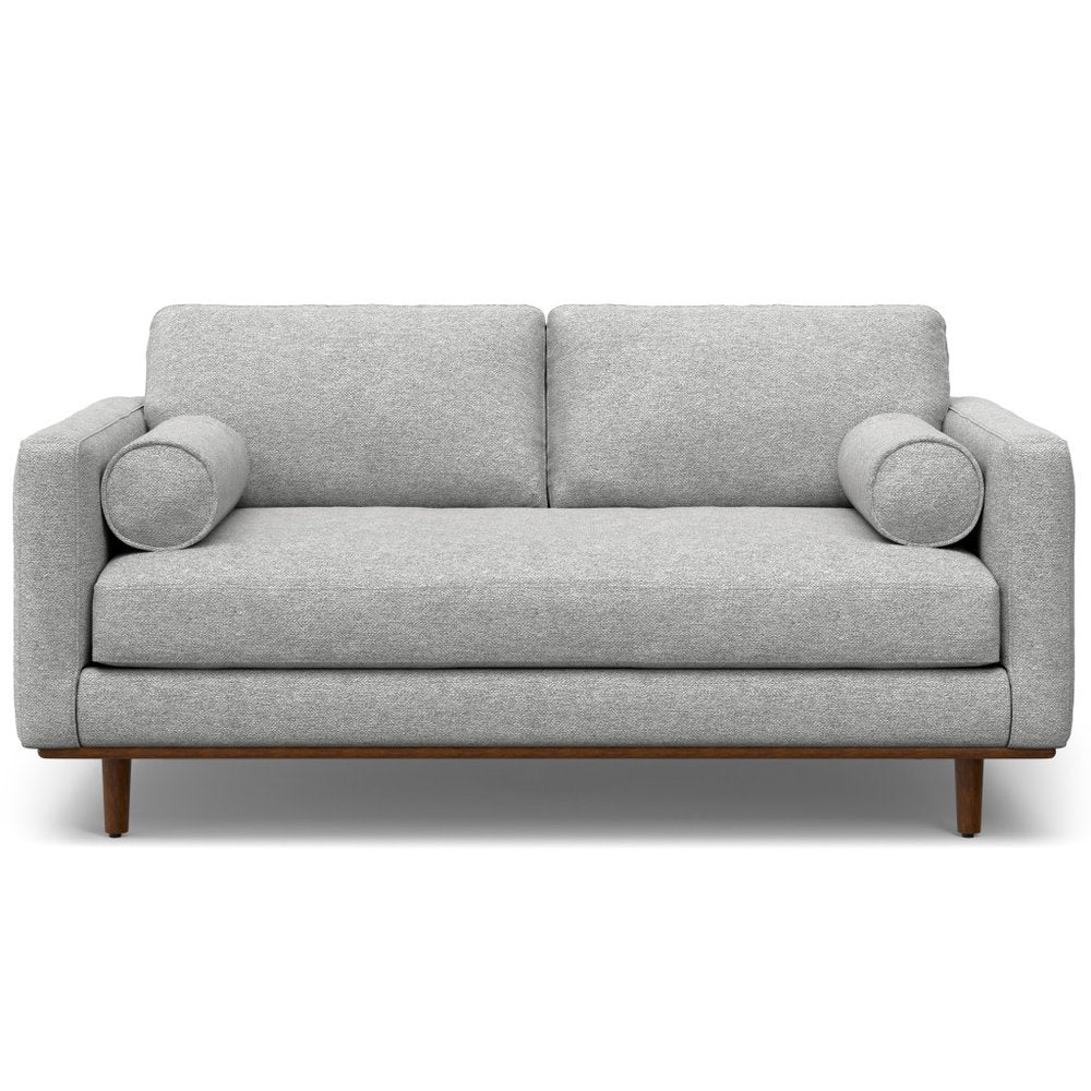 72" Gray Fabric Sofa With Brown Legs HomeRoots