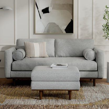 72" Gray Fabric Sofa With Brown Legs HomeRoots