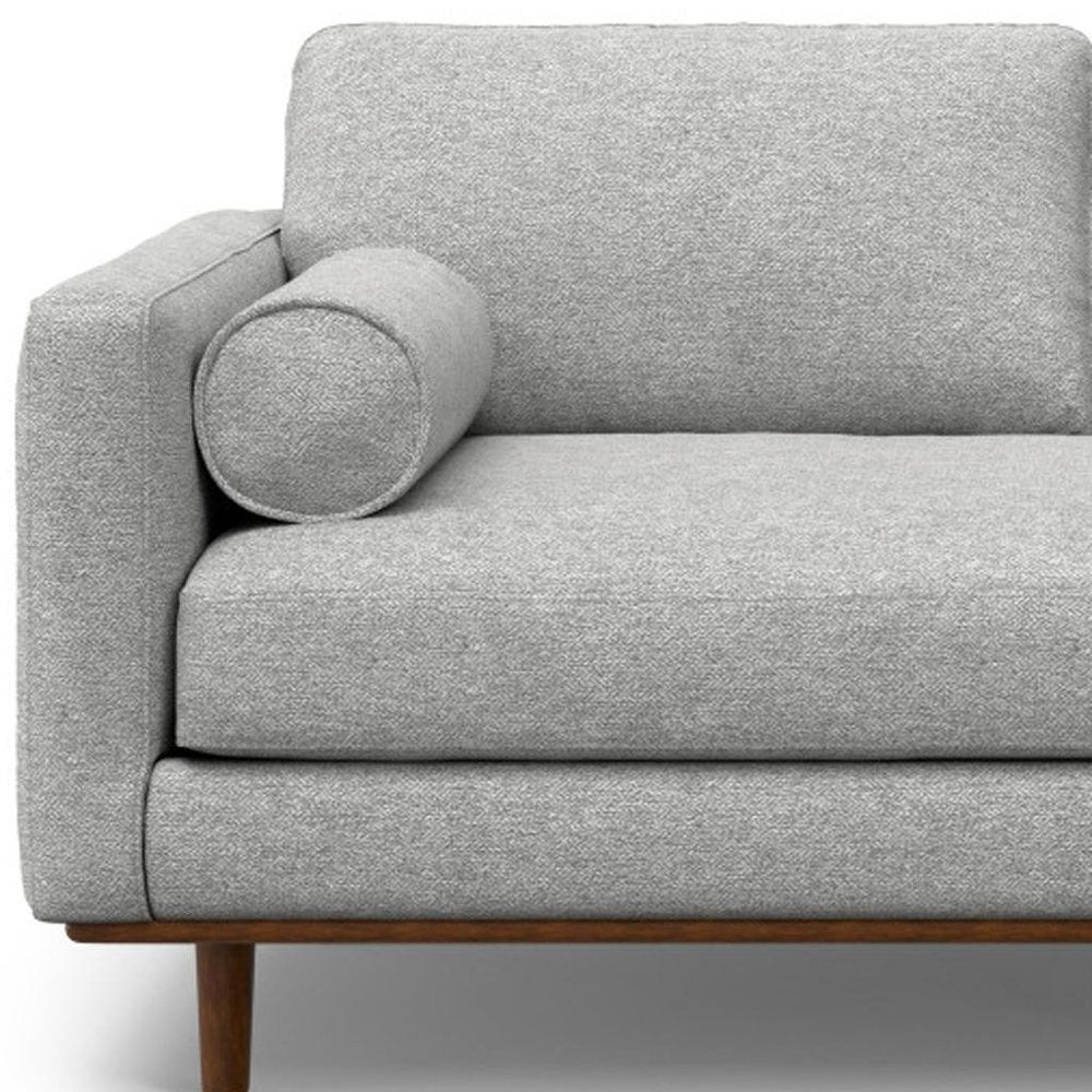 72" Gray Fabric Sofa With Brown Legs HomeRoots