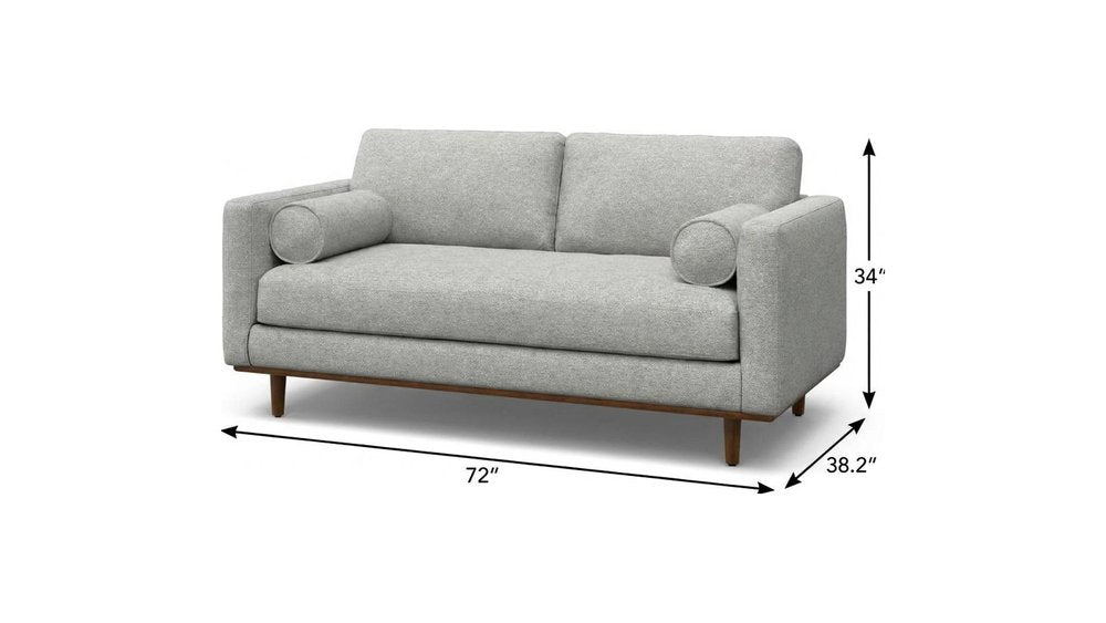 72" Gray Fabric Sofa With Brown Legs HomeRoots