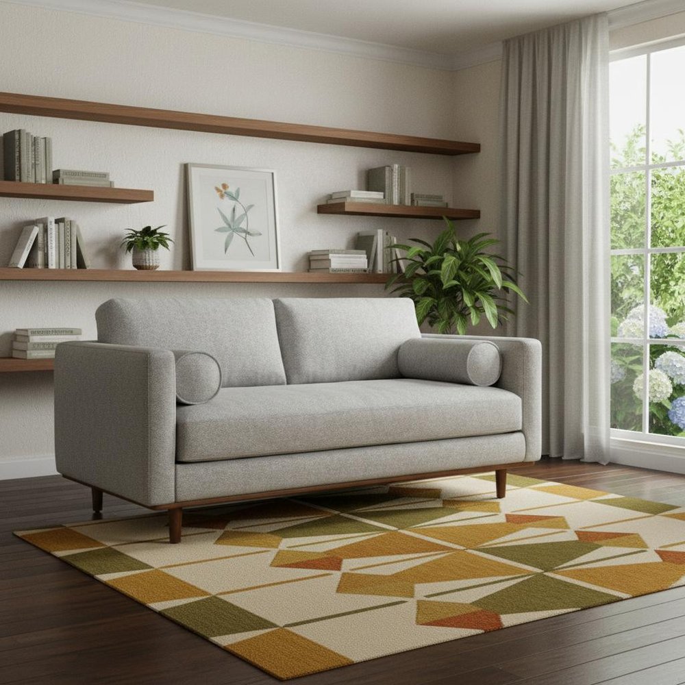 72" Gray Fabric Sofa With Brown Legs HomeRoots