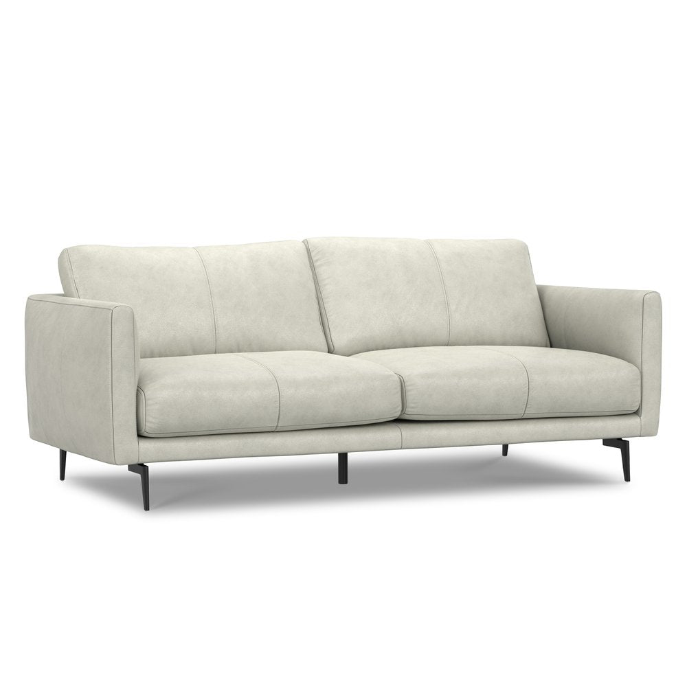 81" Gray Leather Sofa With Black Legs HomeRoots