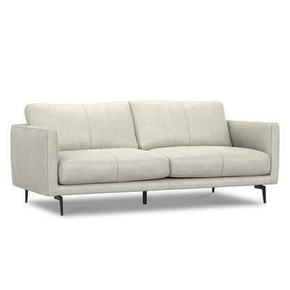 81" Gray Leather Sofa With Black Legs HomeRoots