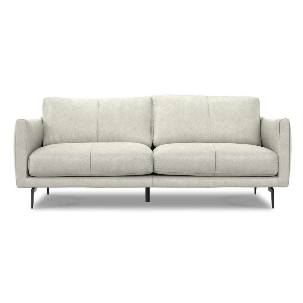 81" Gray Leather Sofa With Black Legs HomeRoots