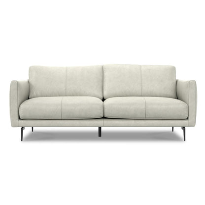 81" Gray Leather Sofa With Black Legs HomeRoots