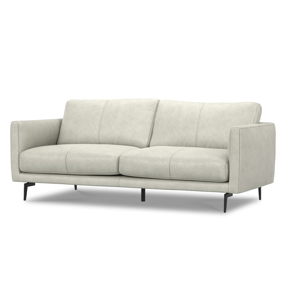 81" Gray Leather Sofa With Black Legs HomeRoots
