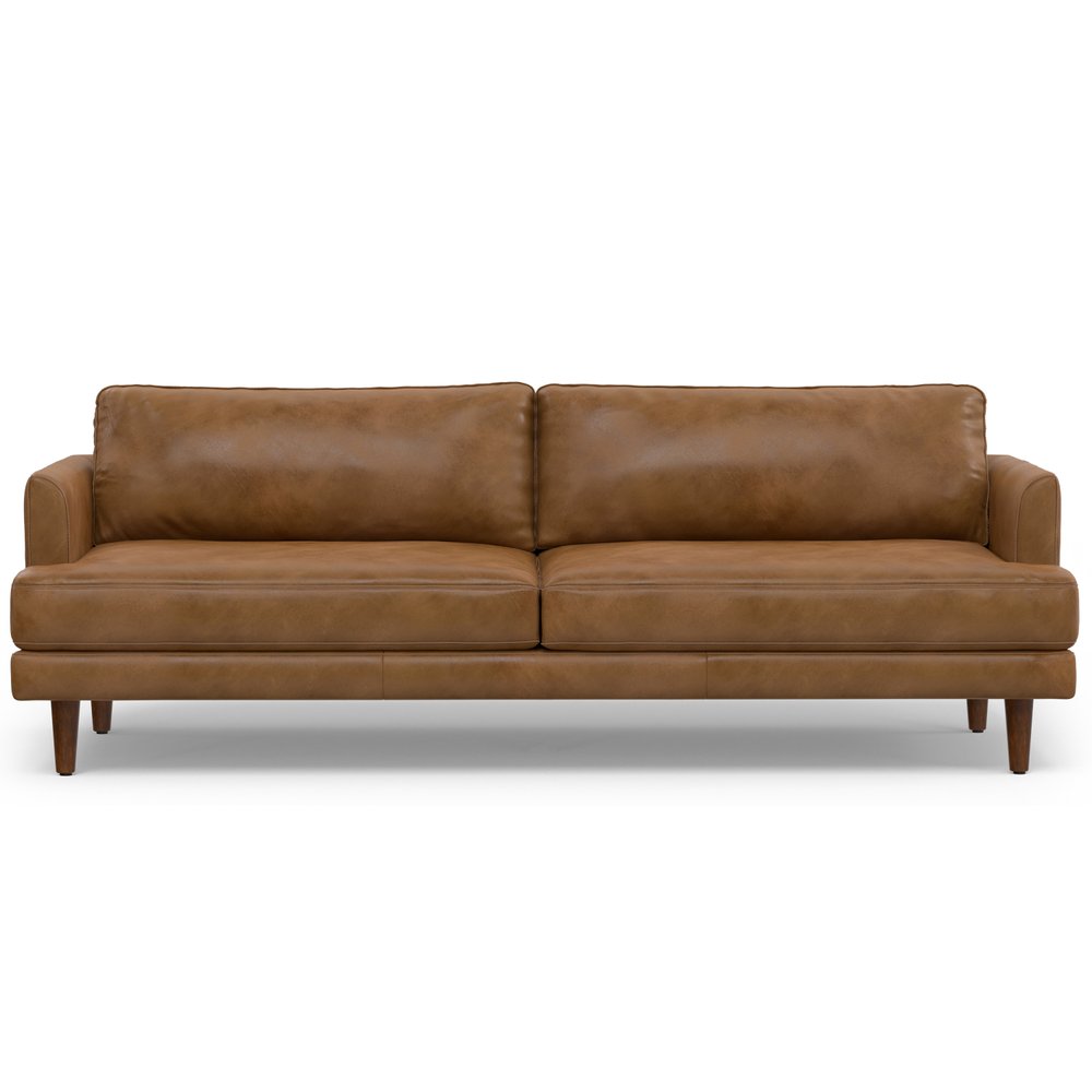 90" Brown Leather Sofa HomeRoots