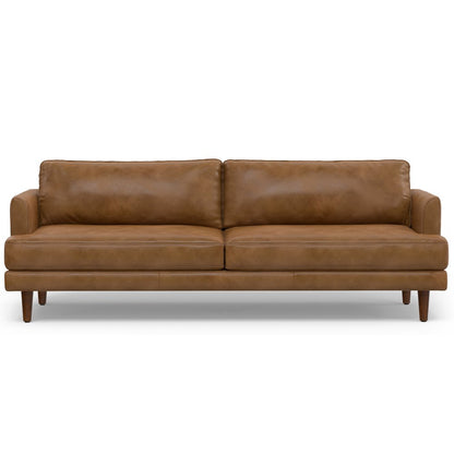 90" Brown Leather Sofa HomeRoots