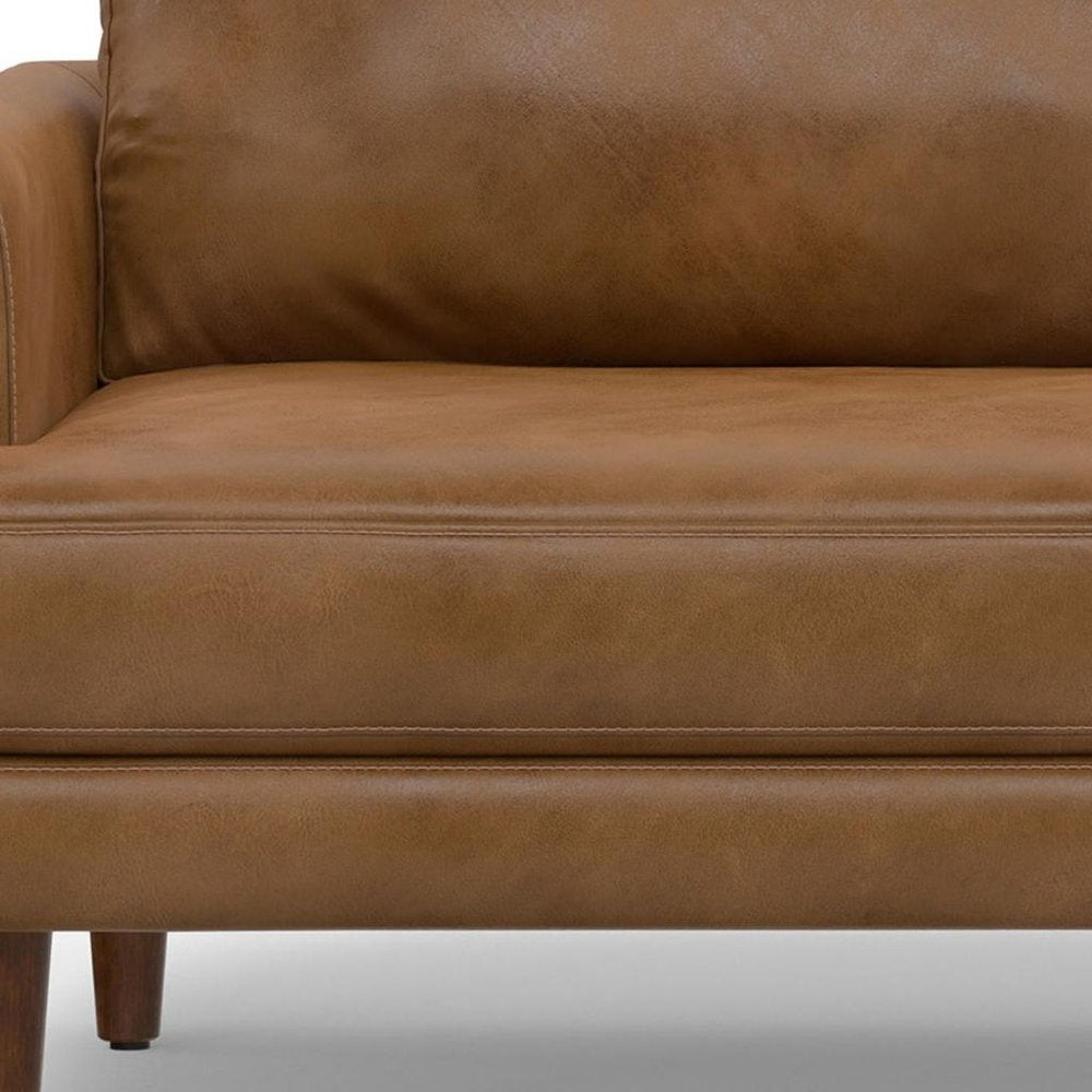 90" Brown Leather Sofa HomeRoots
