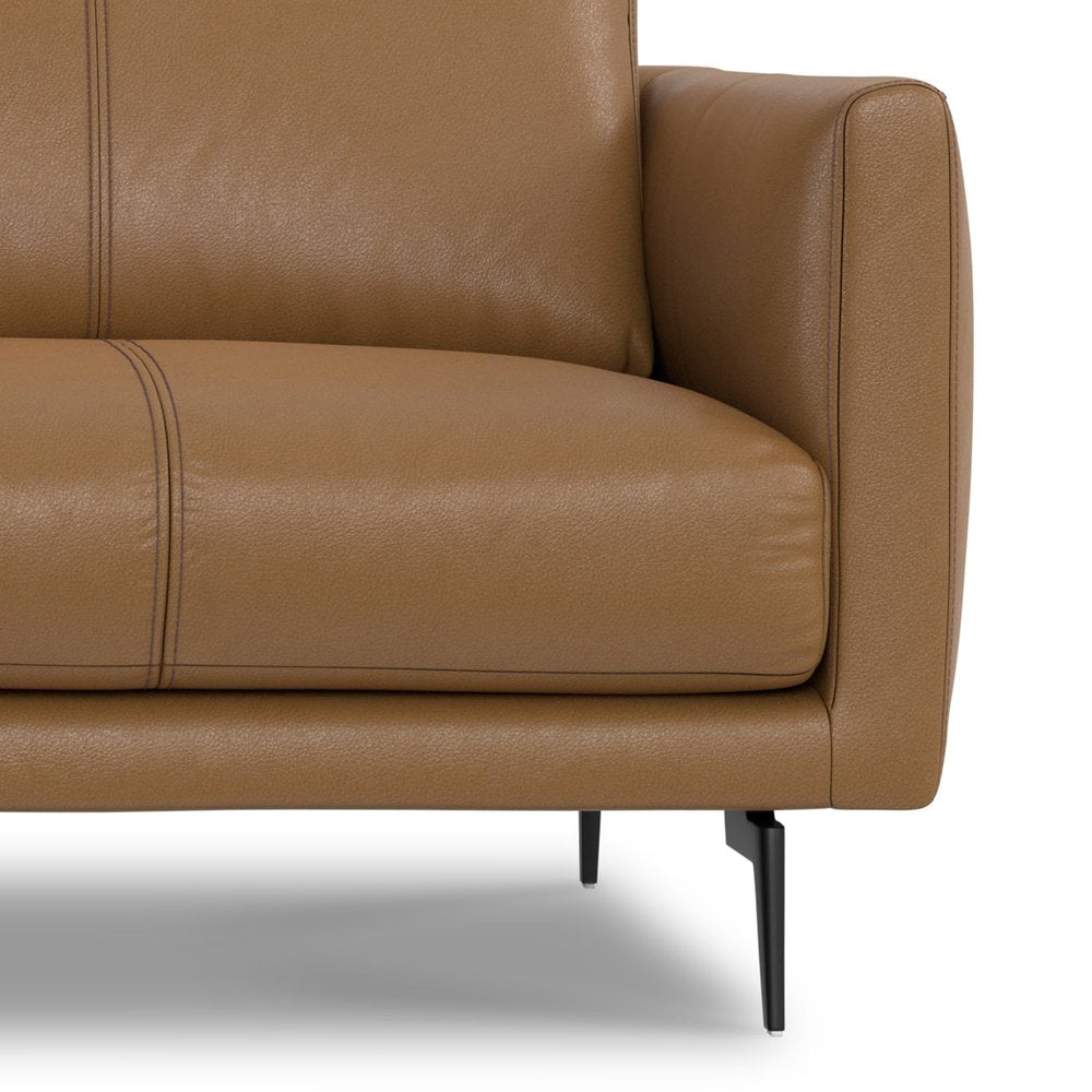 81" Brown Leather Sofa With Black Legs HomeRoots