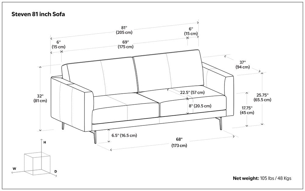 81" Brown Leather Sofa With Black Legs HomeRoots