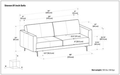 81" Brown Leather Sofa With Black Legs HomeRoots