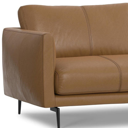 81" Brown Leather Sofa With Black Legs HomeRoots