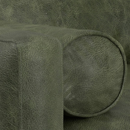 89" Moss Green Leather Sofa With Brown Legs HomeRoots