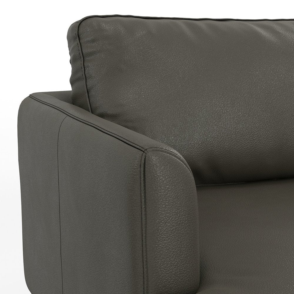 76" Black Leather Sofa With Brown Legs HomeRoots