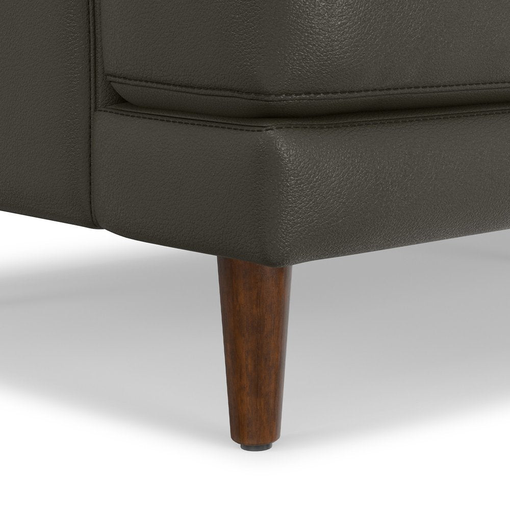 76" Black Leather Sofa With Brown Legs HomeRoots