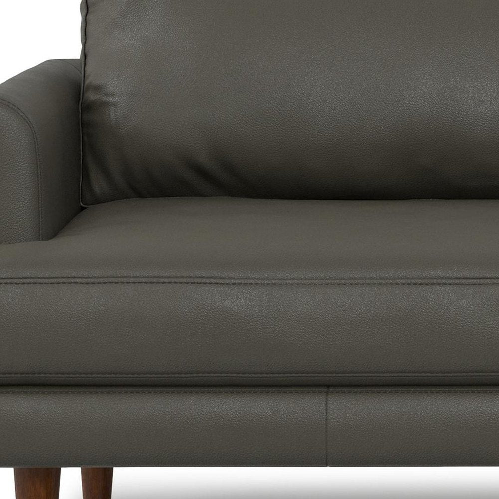 76" Black Leather Sofa With Brown Legs HomeRoots